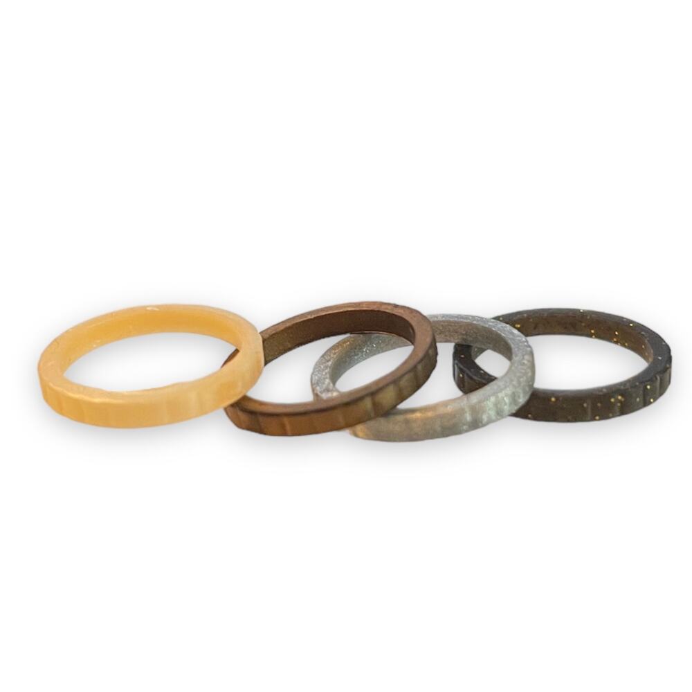 Women's Silicon Weddings Rings Set Of 4 Size 6